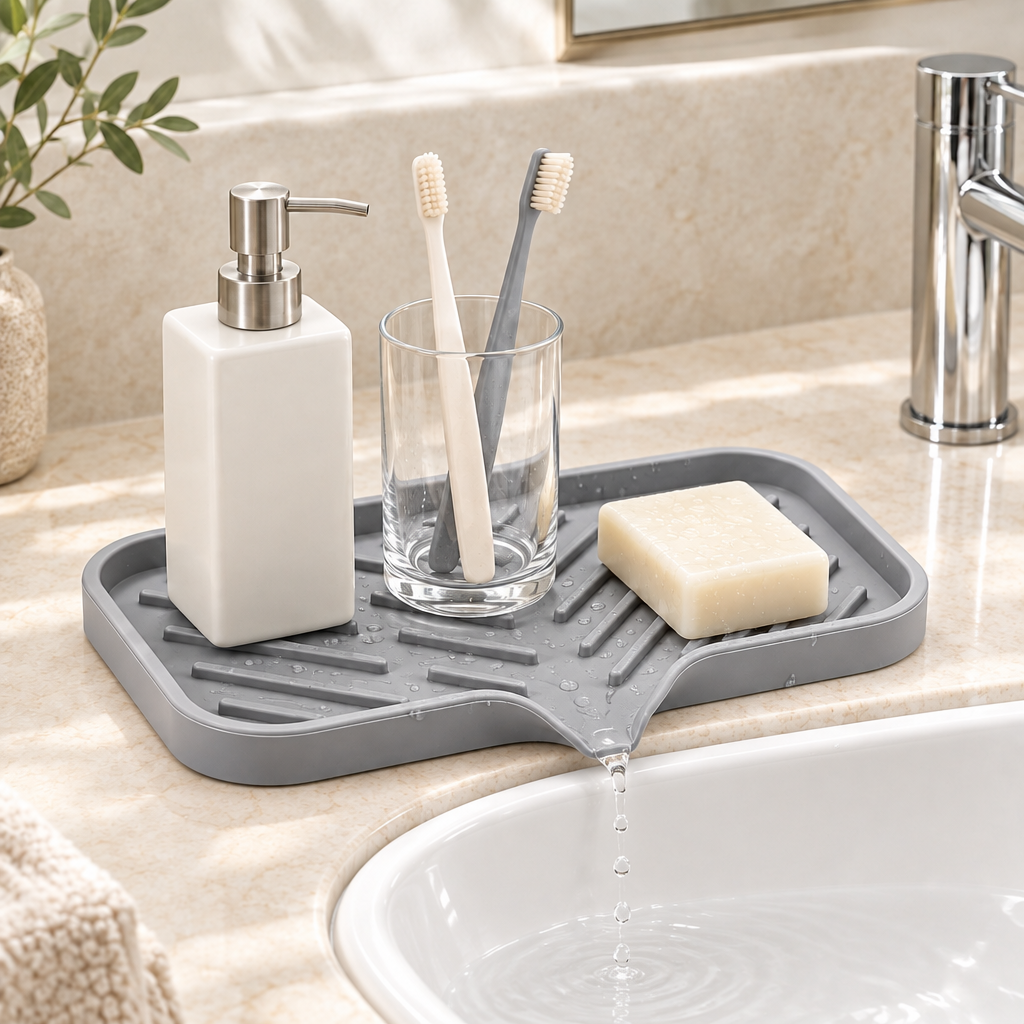 Bathroom tray draining into the sink